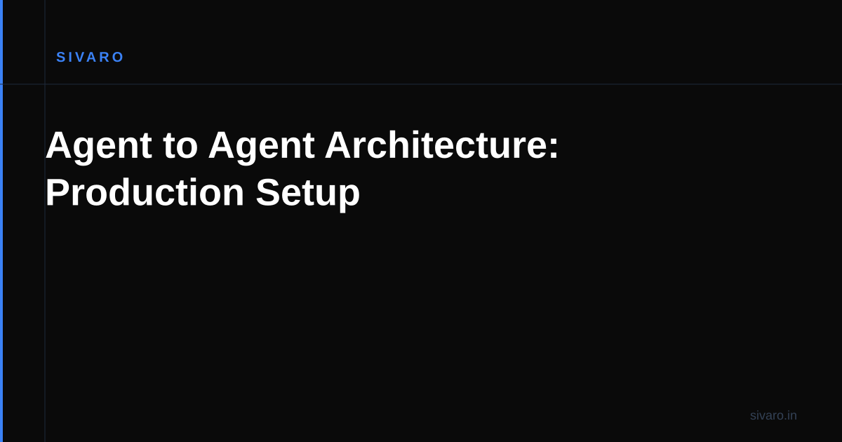 Agent to Agent Architecture: Production Setup