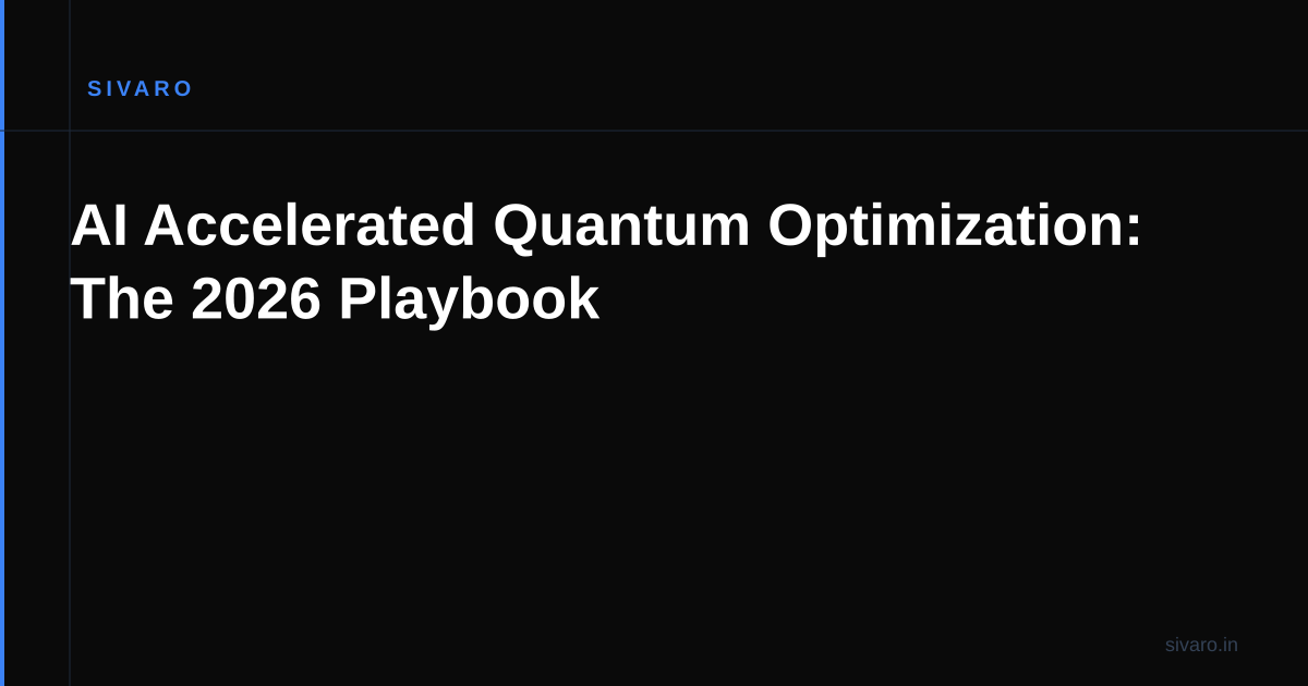 AI Accelerated Quantum Optimization: The 2026 Playbook