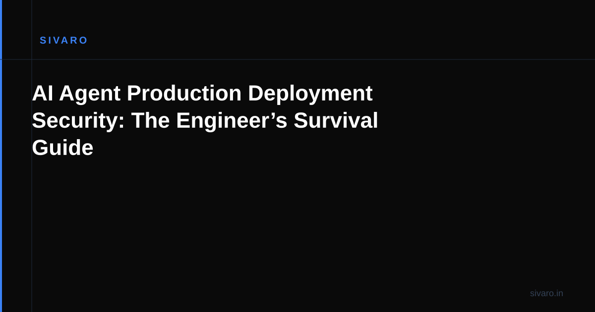 AI Agent Production Deployment Security: The Engineer’s Survival Guide