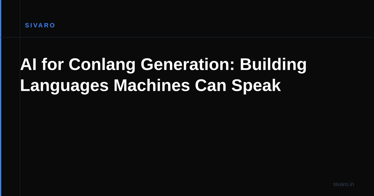 AI for Conlang Generation: Building Languages Machines Can Speak