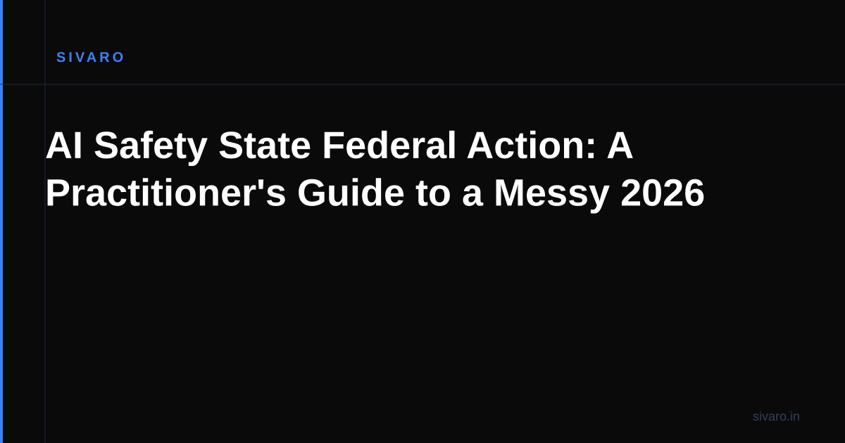 AI Safety State Federal Action: A Practitioner's Guide to a Messy 2026