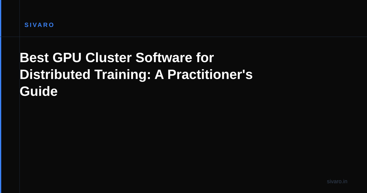 Best GPU Cluster Software for Distributed Training: A Practitioner's Guide