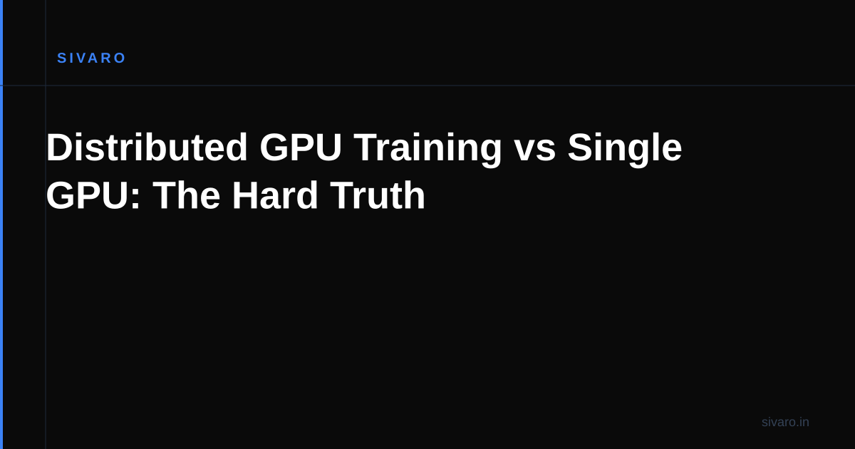 Distributed GPU Training vs Single GPU: The Hard Truth