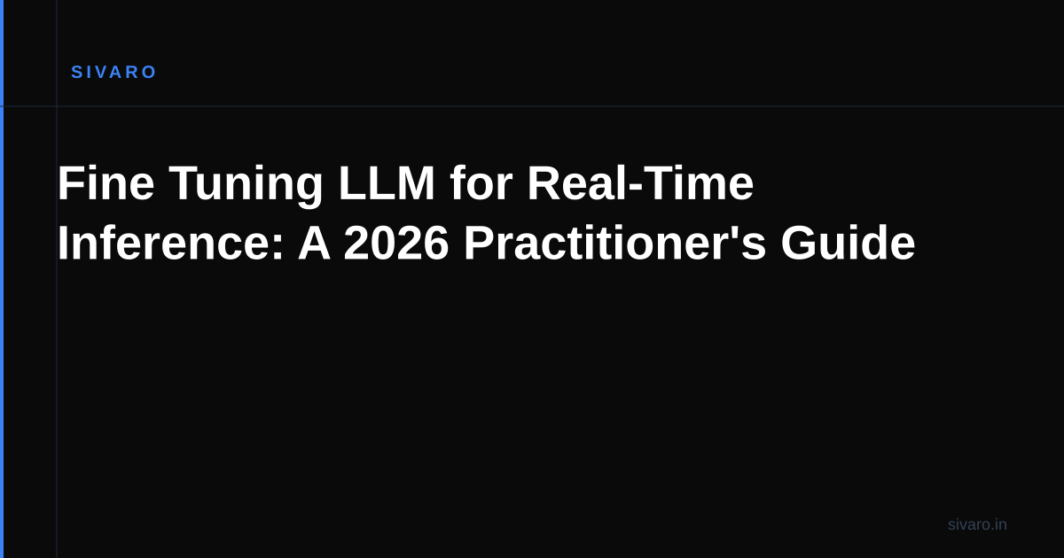 Fine Tuning LLM for Real-Time Inference: A 2026 Practitioner's Guide