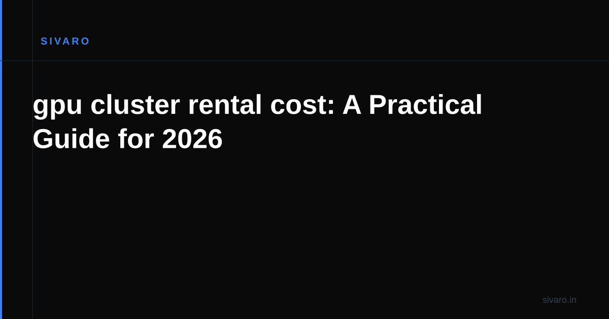 gpu cluster rental cost: A Practical Guide for 2026