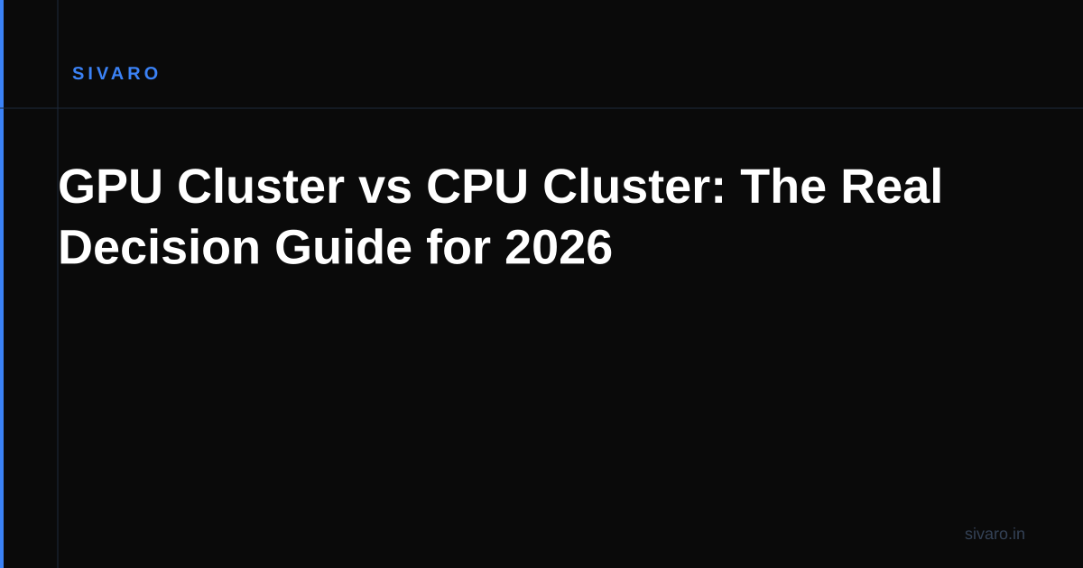 GPU Cluster vs CPU Cluster: The Real Decision Guide for 2026