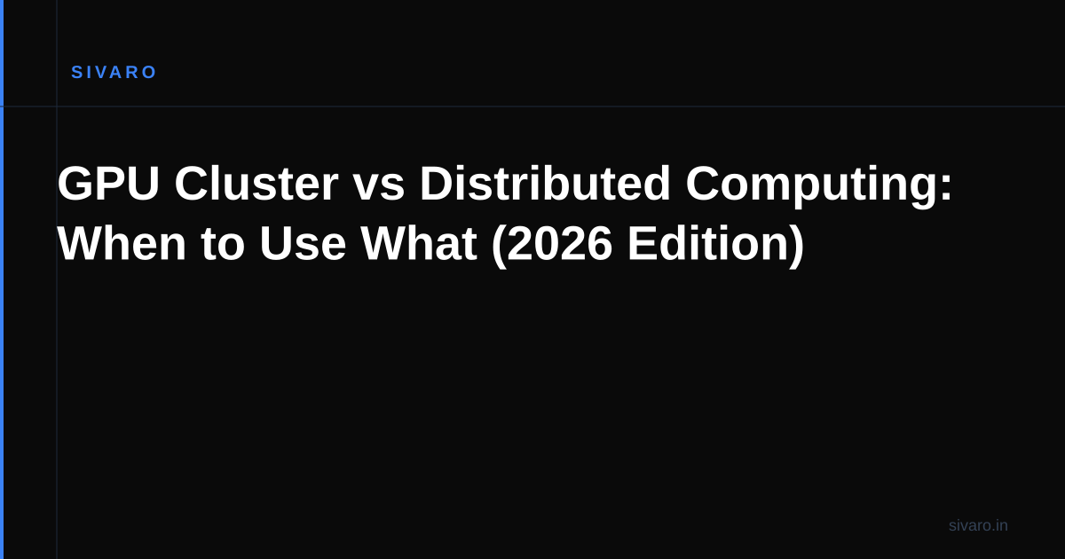 GPU Cluster vs Distributed Computing: When to Use What (2026 Edition)