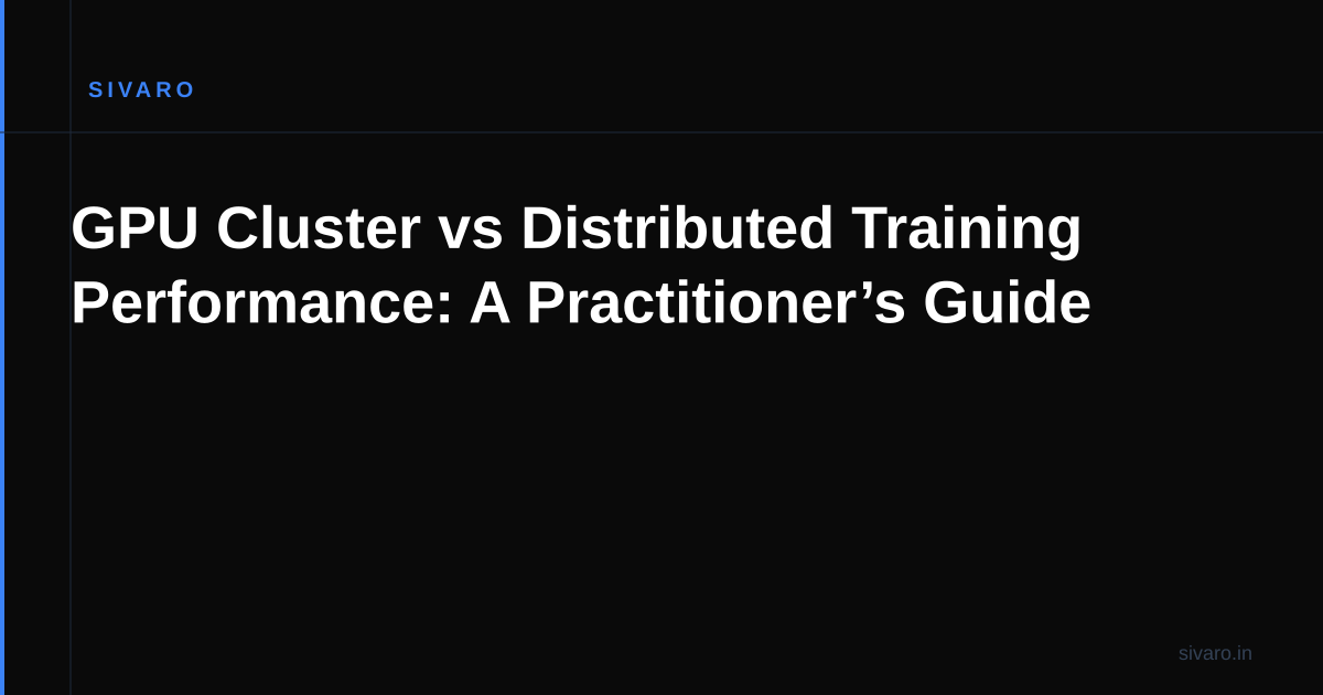 GPU Cluster vs Distributed Training Performance: A Practitioner’s Guide