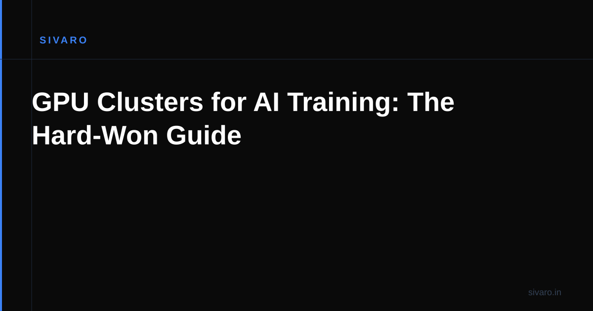 GPU Clusters for AI Training: The Hard-Won Guide