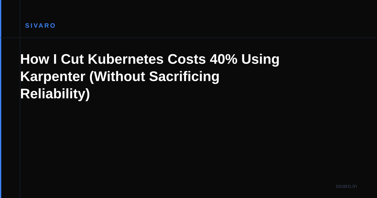 How I Cut Kubernetes Costs 40% Using Karpenter (Without Sacrificing Reliability)