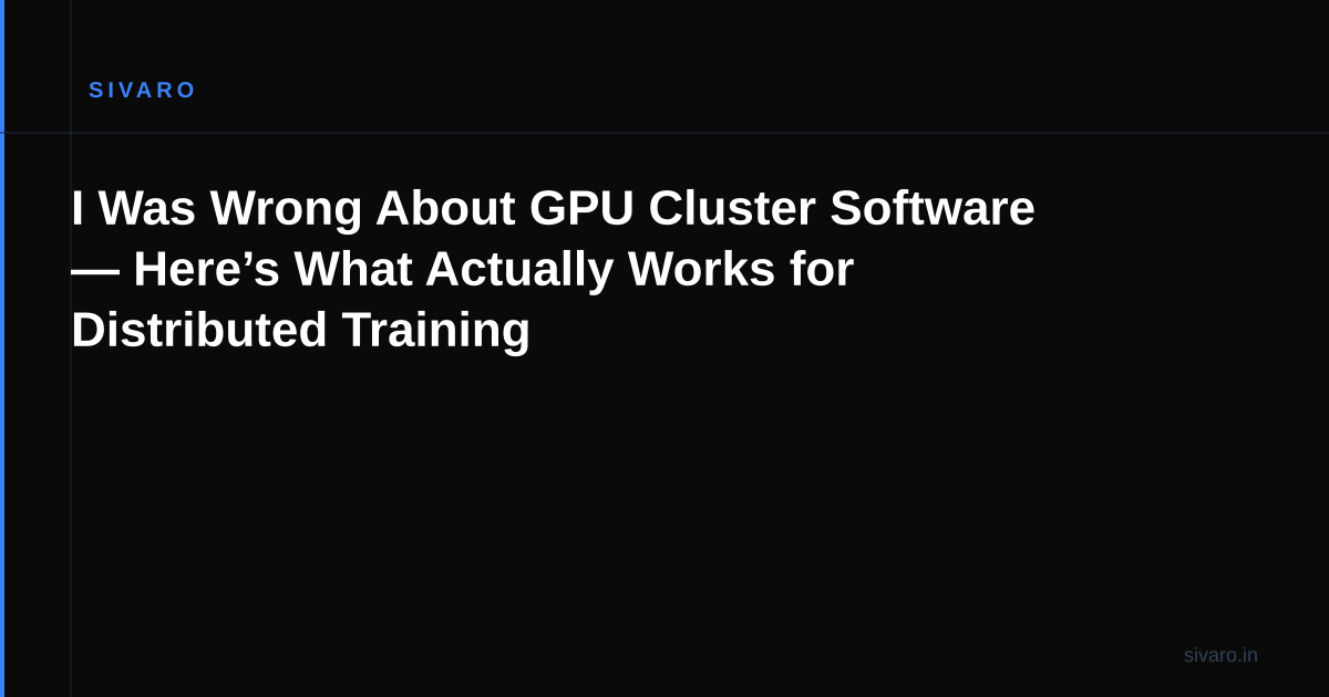 I Was Wrong About GPU Cluster Software — Here’s What Actually Works for Distributed Training
