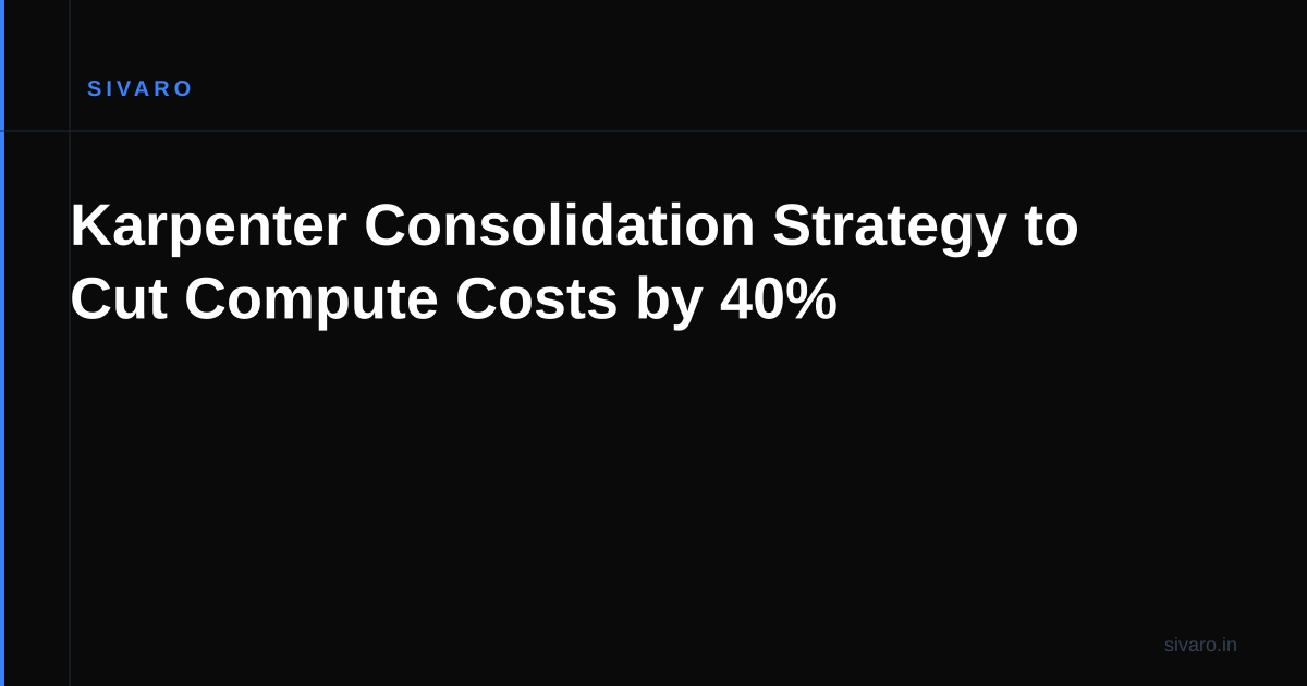 Karpenter Consolidation Strategy to Cut Compute Costs by 40%