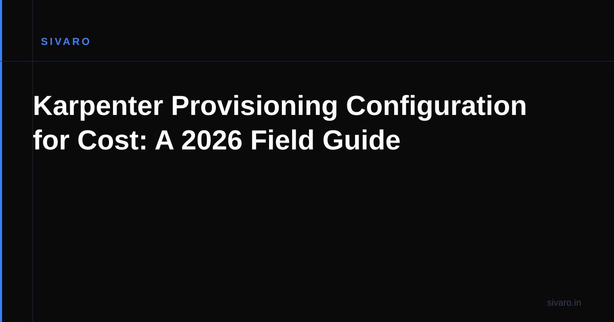 Karpenter Provisioning Configuration for Cost: A 2026 Field Guide