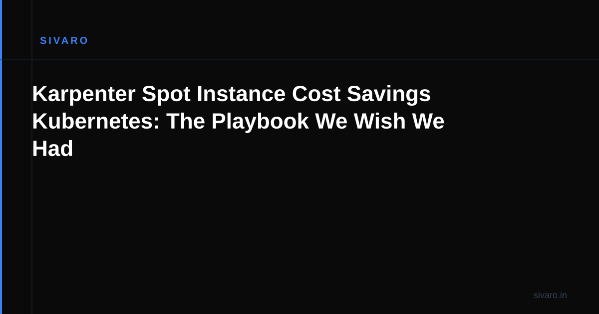 Karpenter Spot Instance Cost Savings Kubernetes: The Playbook We Wish We Had