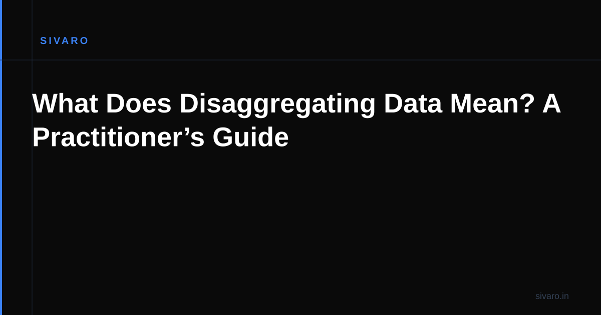 What Does Disaggregating Data Mean? A Practitioner’s Guide