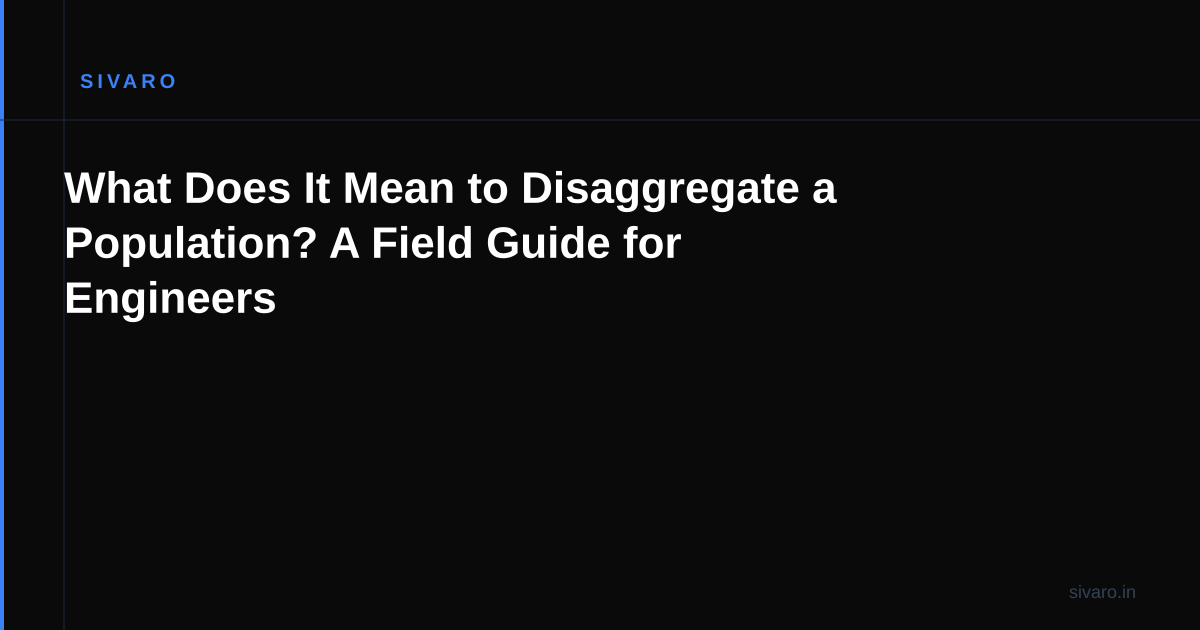 What Does It Mean to Disaggregate a Population? A Field Guide for Engineers