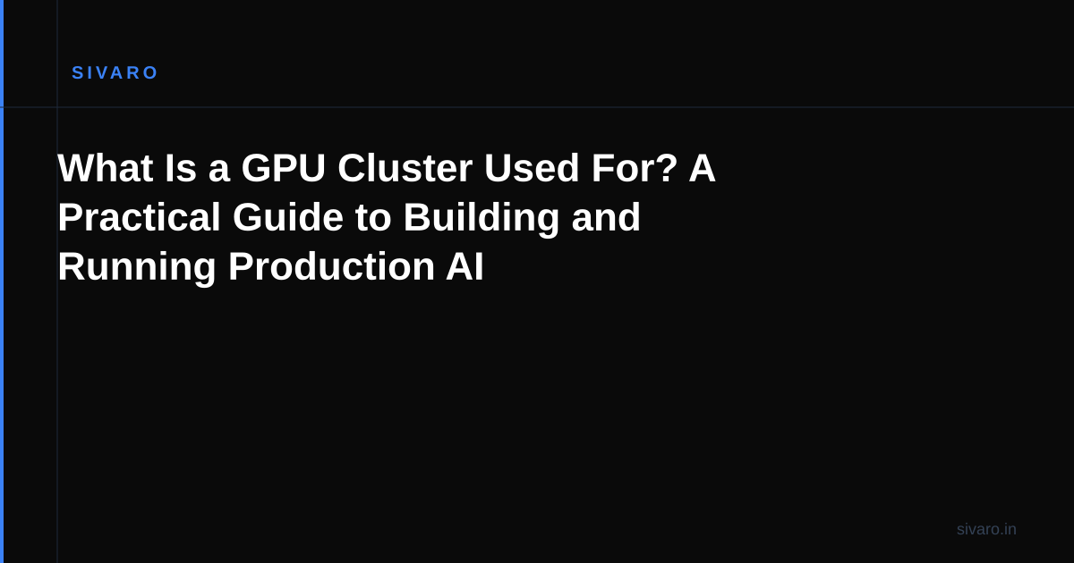 What Is a GPU Cluster Used For? A Practical Guide to Building and Running Production AI