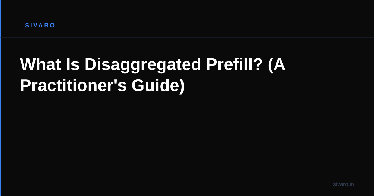 What Is Disaggregated Prefill? (A Practitioner's Guide)