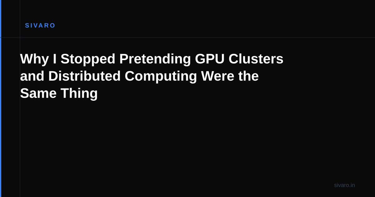 Why I Stopped Pretending GPU Clusters and Distributed Computing Were the Same Thing