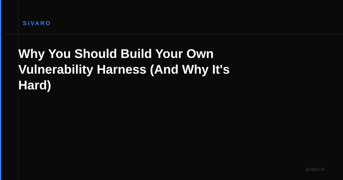 Why You Should Build Your Own Vulnerability Harness (And Why It's Hard)