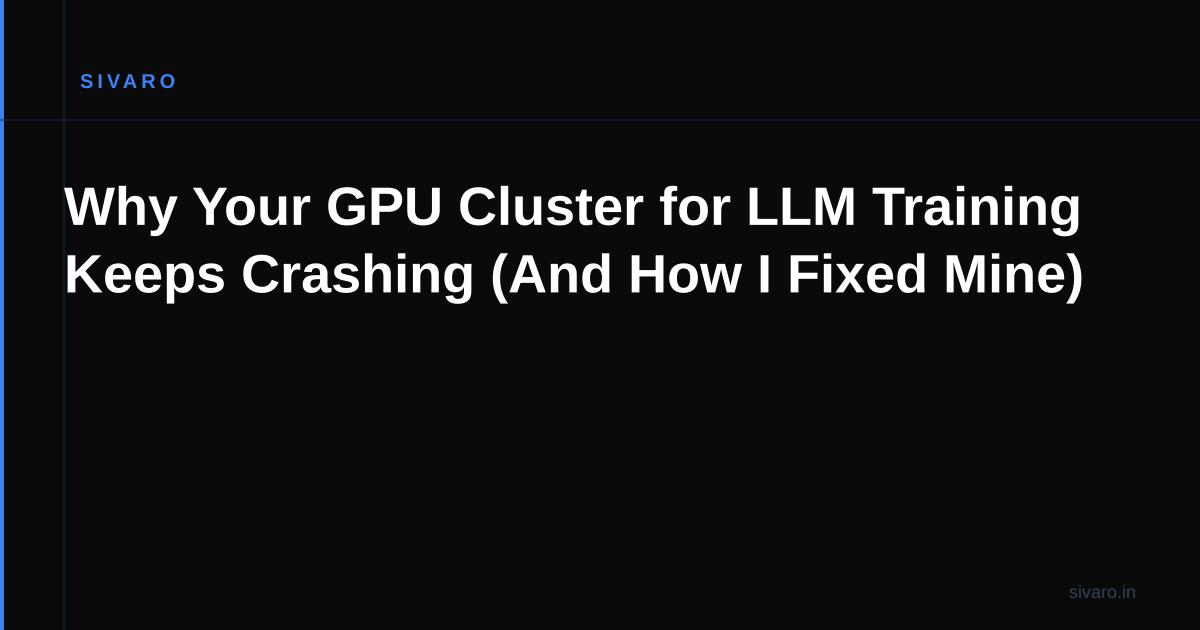 Why Your GPU Cluster for LLM Training Keeps Crashing (And How to Fix It)