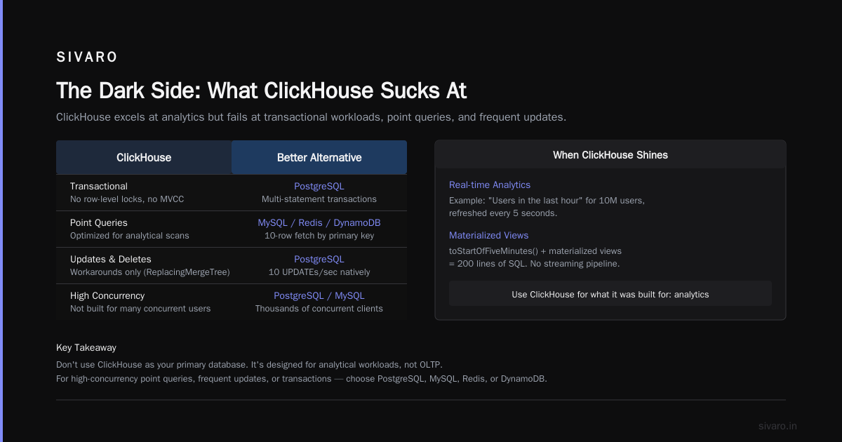 The Dark Side: What ClickHouse Sucks At